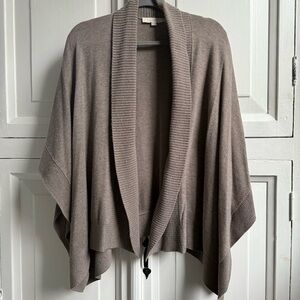 LOFT Women's Collared Brown Open Front Poncho Shawl Sweater XS/S